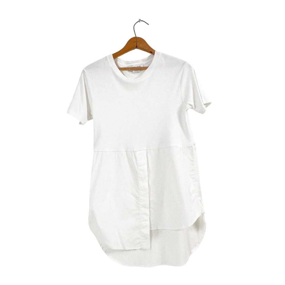 Monse Hybrid T-Shirt Shirttail Hem White Cotton - XS